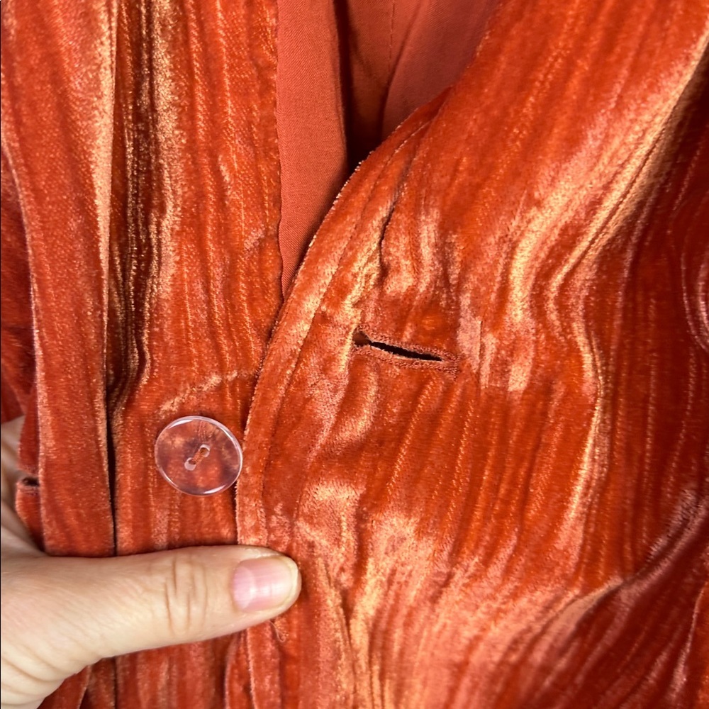 NWOT Free People Daria Crinkle Velvet Long Blazer XL Cinnamon Slouchy Oversized - Picture 7 of 16